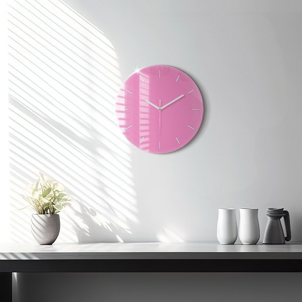 Round glass clock Pink