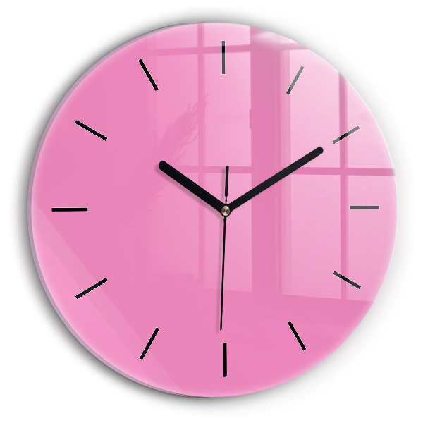 Round glass clock Pink