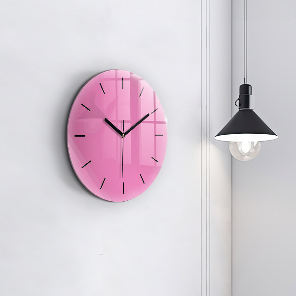 Round glass clock Pink