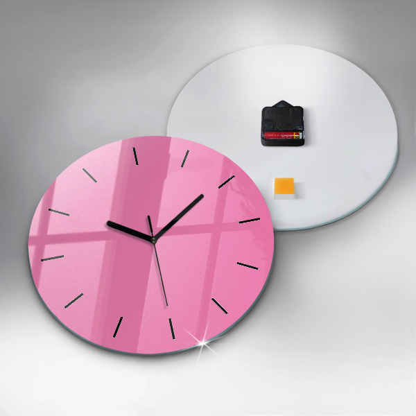 Round glass clock Pink