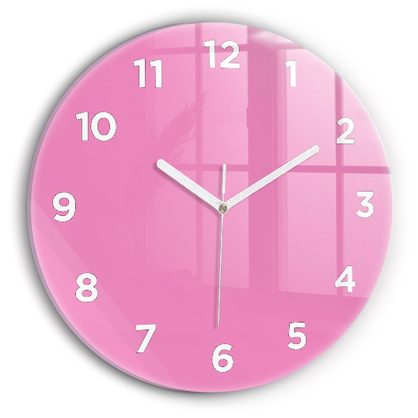 Round glass clock Pink