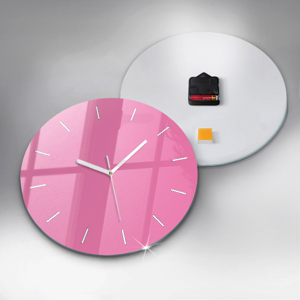 Round glass clock Pink