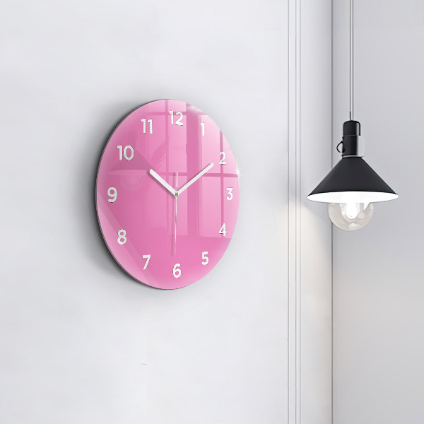 Round glass clock Pink