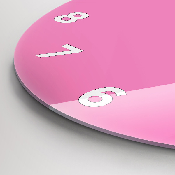 Round glass clock Pink