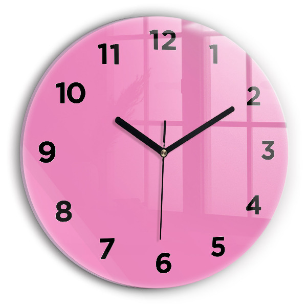 Round glass clock Pink