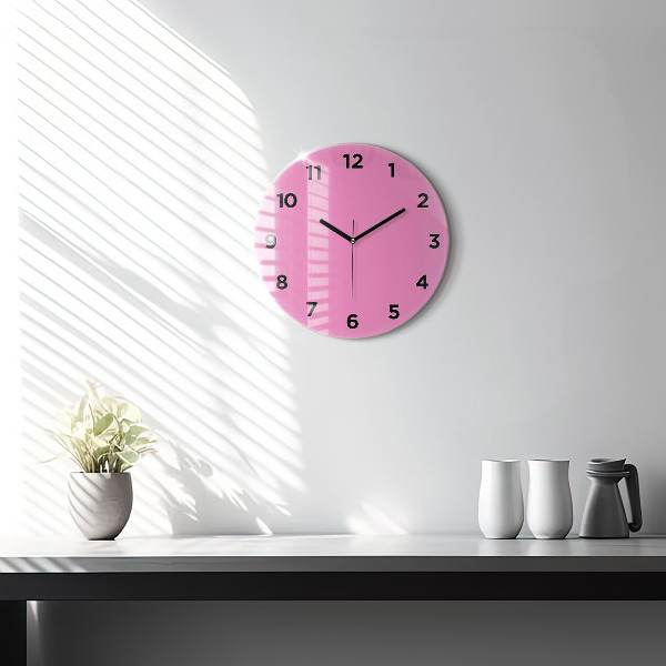 Round glass clock Pink