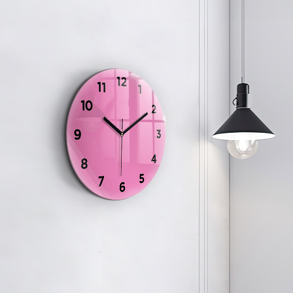 Round glass clock Pink