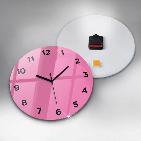 Round glass clock Pink