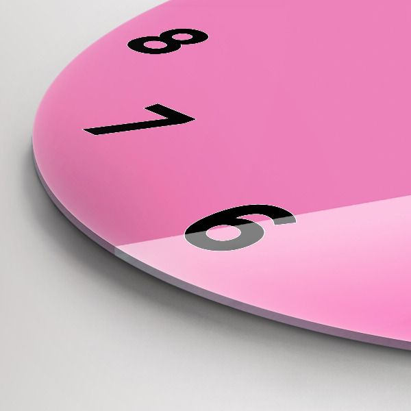 Round glass clock Pink