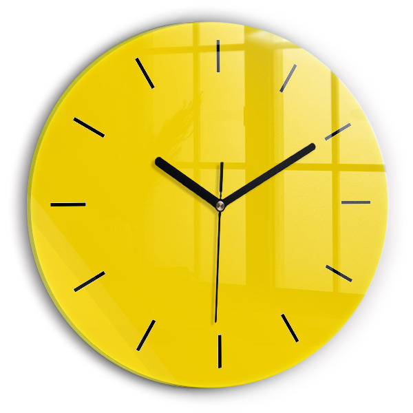 Round glass clock Yellow