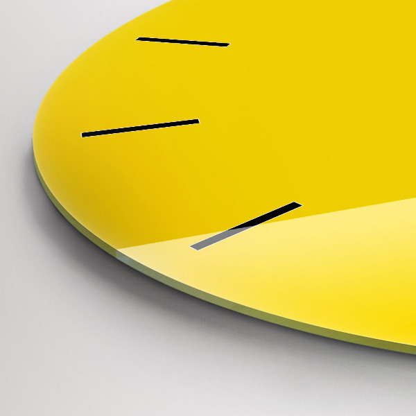 Round glass clock Yellow