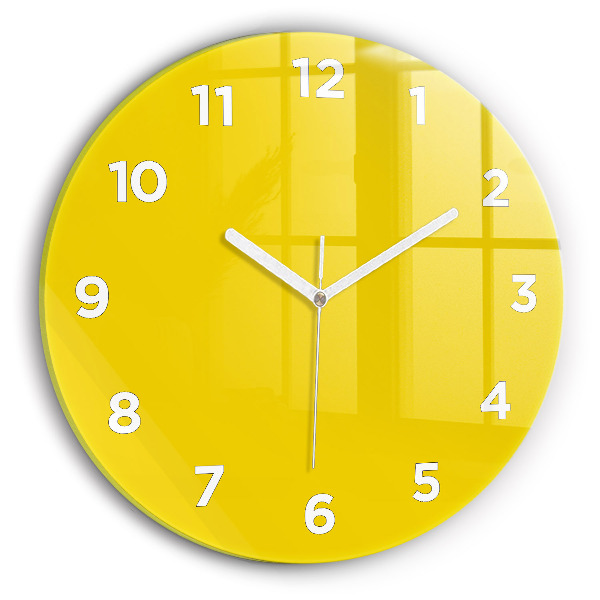 Round glass clock Yellow
