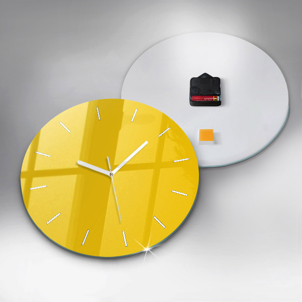 Round glass clock Yellow
