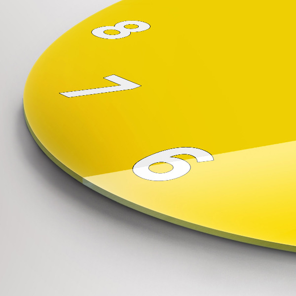 Round glass clock Yellow