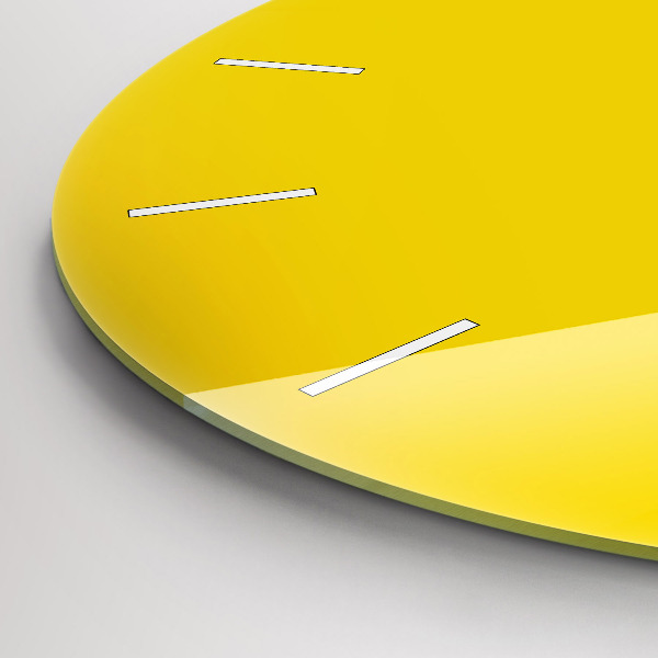 Round glass clock Yellow