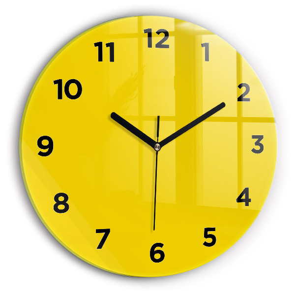 Round glass clock Yellow
