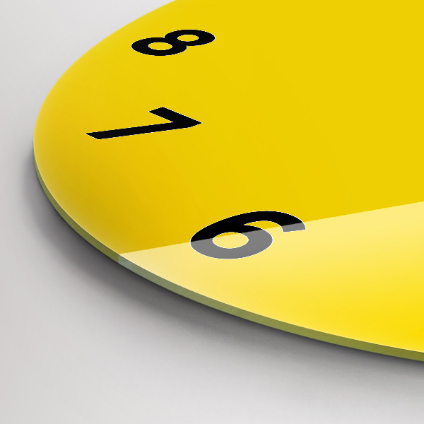 Round glass clock Yellow