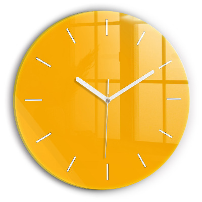 Round glass clock Dark Yellow