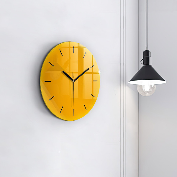 Round glass clock Dark Yellow