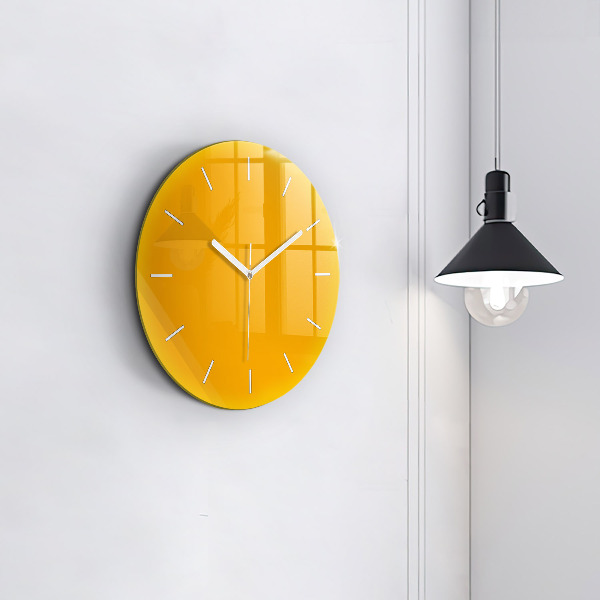 Round glass clock Dark Yellow