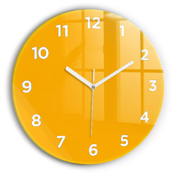 Round glass clock Dark Yellow