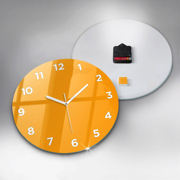 Round glass clock Dark Yellow