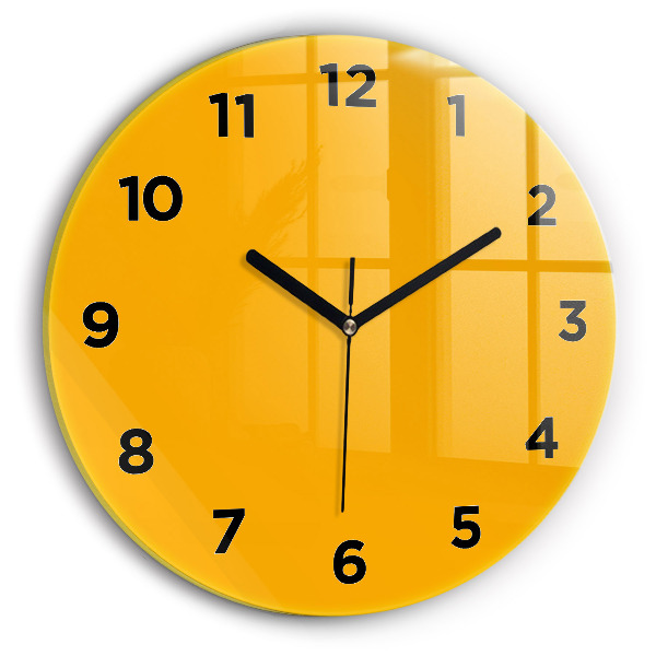 Round glass clock Dark Yellow
