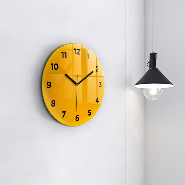 Round glass clock Dark Yellow