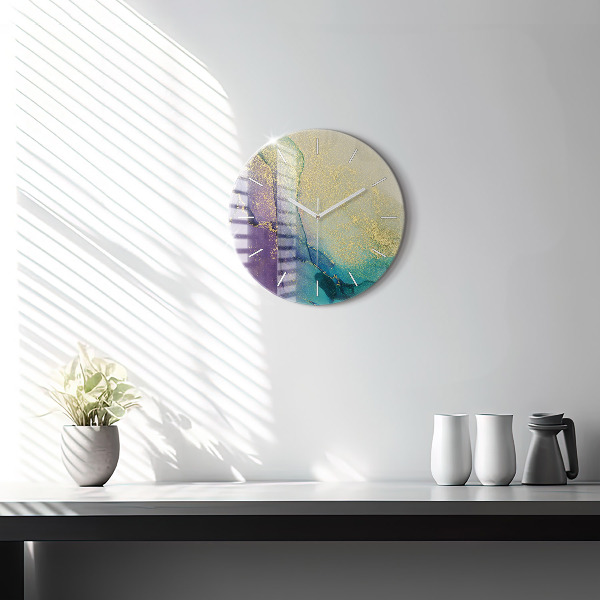 Round glass clock Abstraction of colors