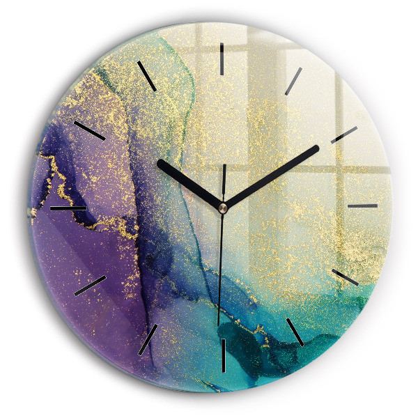 Round glass clock Abstraction of colors