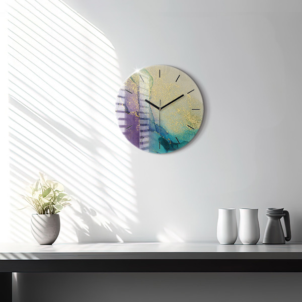 Round glass clock Abstraction of colors