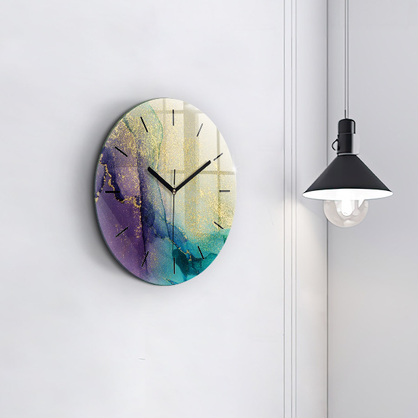 Round glass clock Abstraction of colors