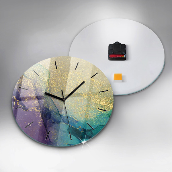 Round glass clock Abstraction of colors