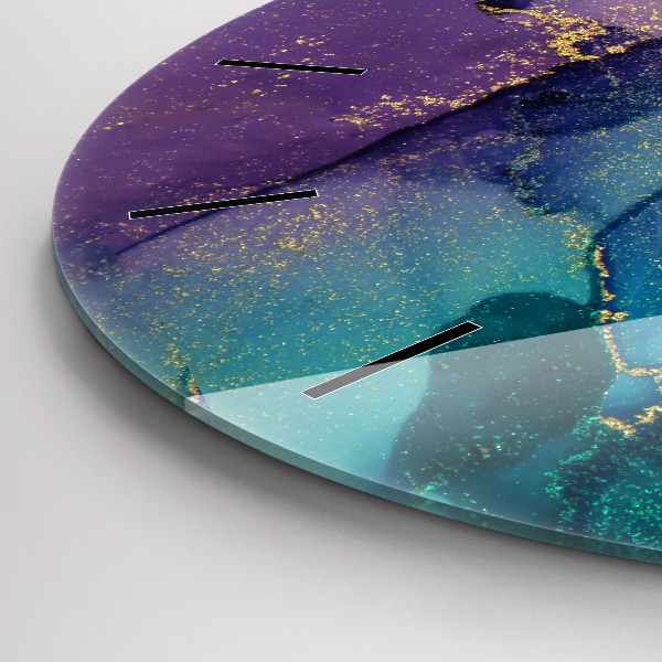 Round glass clock Abstraction of colors