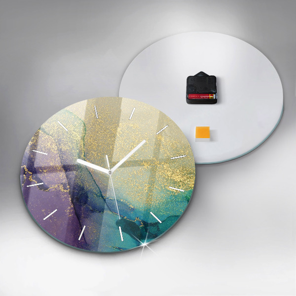 Round glass clock Abstraction of colors