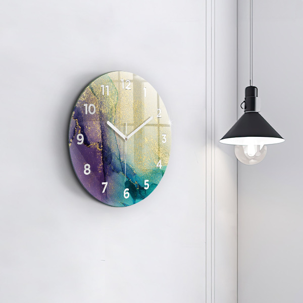 Round glass clock Abstraction of colors