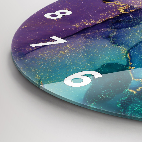 Round glass clock Abstraction of colors