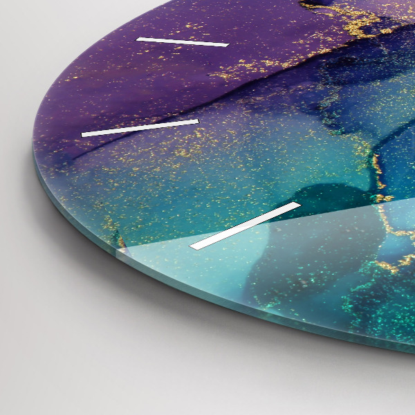 Round glass clock Abstraction of colors