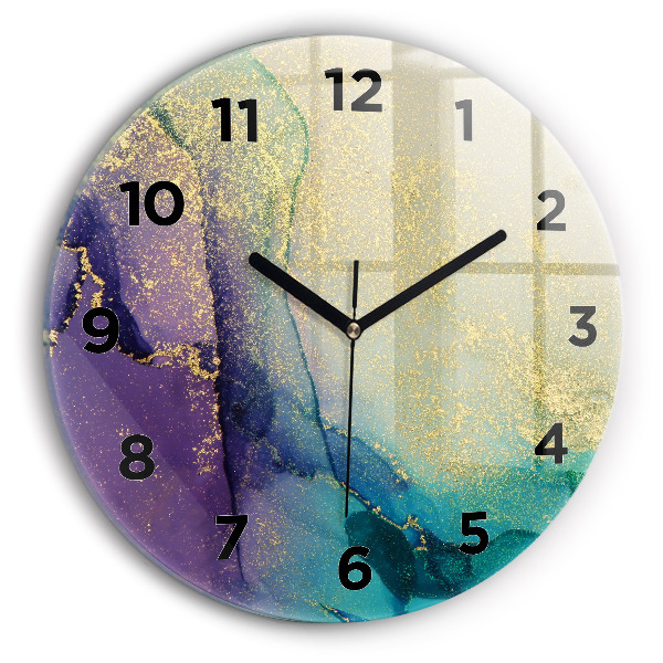 Round glass clock Abstraction of colors