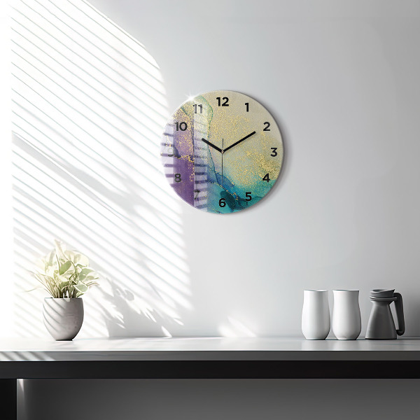 Round glass clock Abstraction of colors