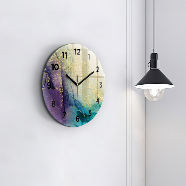 Round glass clock Abstraction of colors