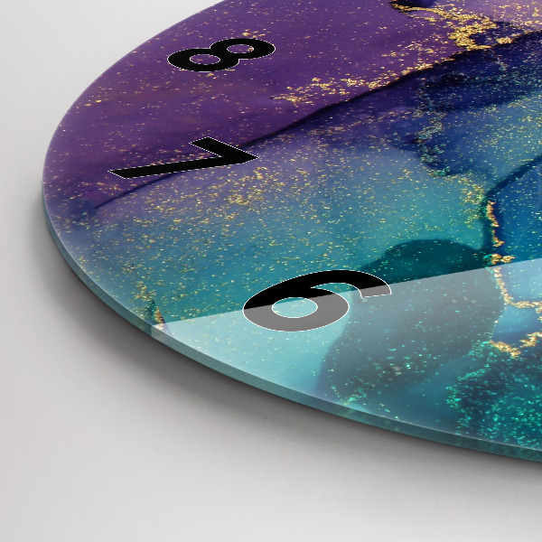 Round glass clock Abstraction of colors