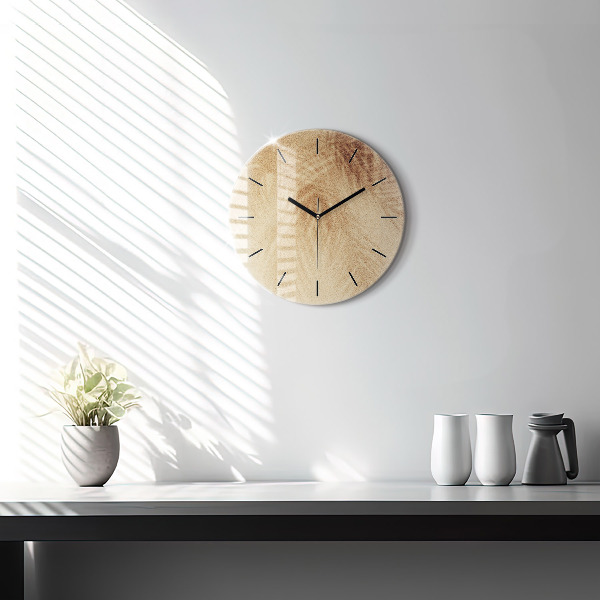 Round glass clock Golden abstraction