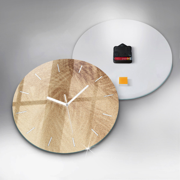 Round glass clock Golden abstraction