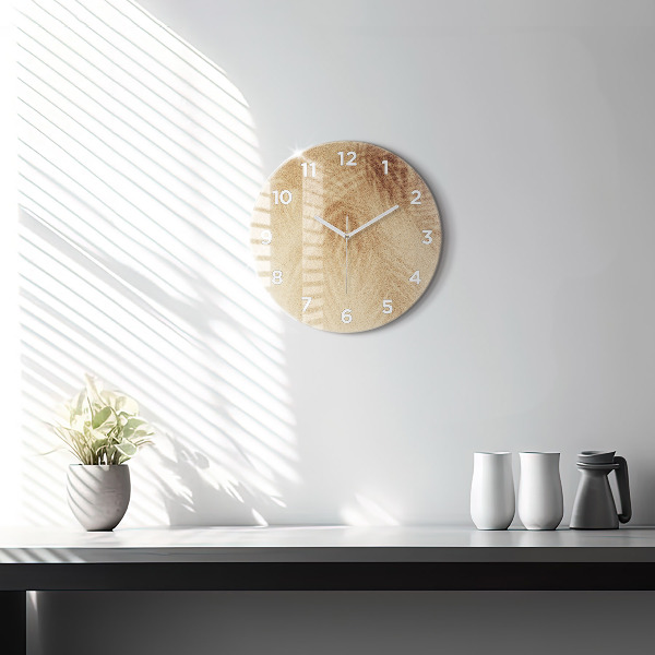 Round glass clock Golden abstraction