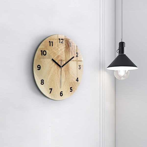 Round glass clock Golden abstraction
