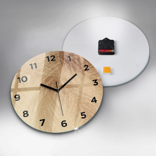 Round glass clock Golden abstraction