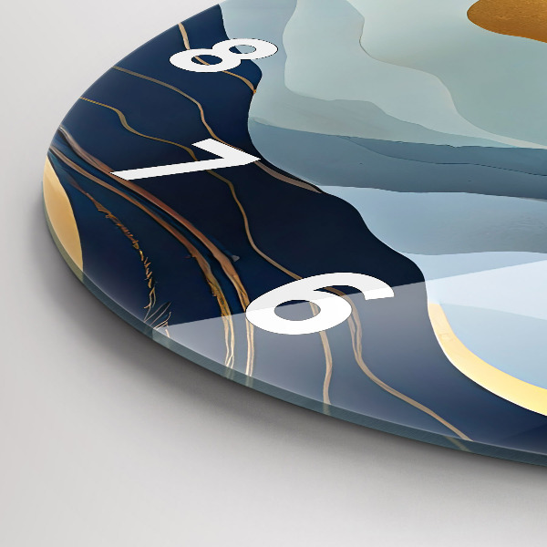 Round glass clock Abstract mountains