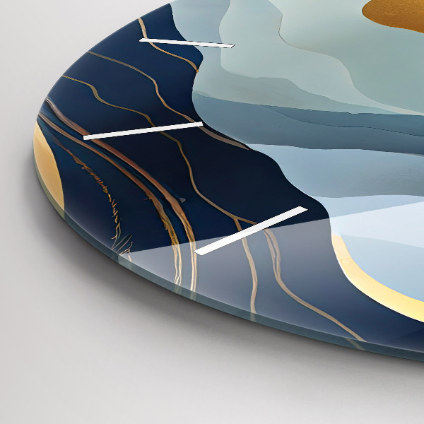 Round glass clock Abstract mountains