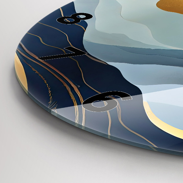 Round glass clock Abstract mountains